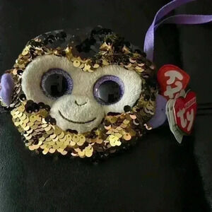 Ty monkey pouch “coconut” flip  sequins with tags